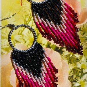 Handmade Fringe hoop earrings